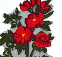 Load image into Gallery viewer, 2 x Large Embroidered Roses On A Lace Backing Flower Patch Appliqué