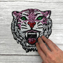 Load image into Gallery viewer, Large Pink Sequin Tiger Applique Patch