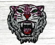 Load image into Gallery viewer, Large Pink Sequin Tiger Applique Patch