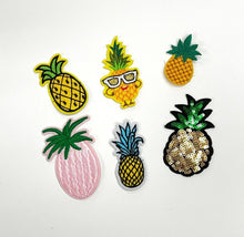 Load image into Gallery viewer, 6 Piece Set Sequin and Embroidered Pineapple Applique Patches