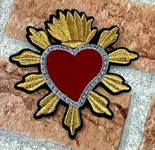 Load image into Gallery viewer, 2 Delicate Sew On Velvet Love Heart Embroidered Applique Patch