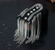 Load image into Gallery viewer, 2 Rhinestone Tassels Epaulet Shoulder Board Brooches Beaded Pad