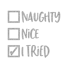 Load image into Gallery viewer, Christmas Glitter Iron On Transfer Naughty or Nice