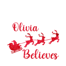 Load image into Gallery viewer, Christmas Personalised Believe Glitter Iron On Transfer