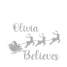 Load image into Gallery viewer, Christmas Personalised Believe Glitter Iron On Transfer