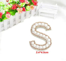 Load image into Gallery viewer, Pearl and Rose Gold Rhinestone and Faux Pearl Sparkle 4.6cm  Alphabet Letters Patch