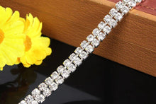 Load image into Gallery viewer, Crystal 2 Rows of Close Silver Strass Rhinestone Chain