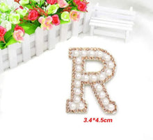 Load image into Gallery viewer, Pearl and Rose Gold Rhinestone and Faux Pearl Sparkle 4.6cm  Alphabet Letters Patch