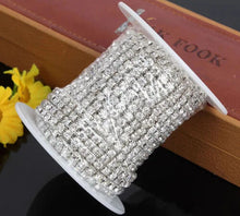 Load image into Gallery viewer, Crystal 2 Rows of Close Silver Strass Rhinestone Chain