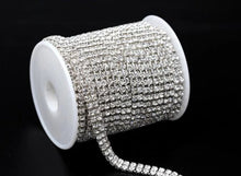 Load image into Gallery viewer, Crystal 2 Rows of Close Silver Strass Rhinestone Chain