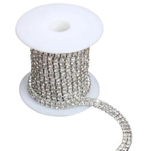 Load image into Gallery viewer, Crystal 2 Rows of Close Silver Strass Rhinestone Chain