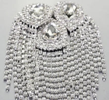 Load image into Gallery viewer, 2 Rhinestone Tassels Epaulet Shoulder Board Brooches Beaded Pad