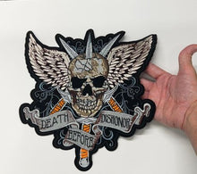 Load image into Gallery viewer, Embroidered Biker Skull Applique Patch