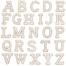 Load image into Gallery viewer, Pearl and Rose Gold Rhinestone and Faux Pearl Sparkle 4.6cm  Alphabet Letters Patch