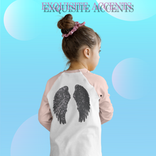 Load image into Gallery viewer, Pair of Iron on Silver, Gold, Blue or Black Sequin Lace Appliques Angel Wings