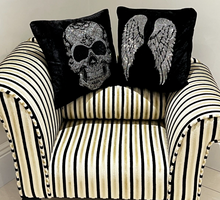 Load image into Gallery viewer, Rhinestone Crystal Skull or Wings Cushion Velvet Cover
