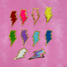 Load image into Gallery viewer, Colorful Lightning Bolt Chenille Glitter Patch
