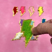 Load image into Gallery viewer, Colorful Lightning Bolt Chenille Glitter Patch
