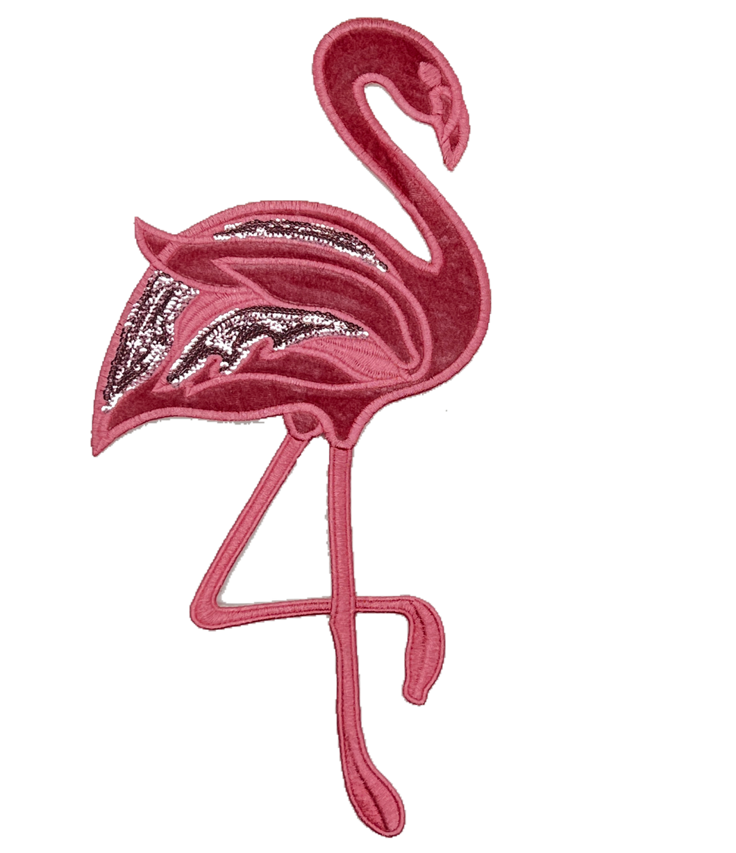Beautiful Large  Embroidered Pink Flamingo Bird Patch