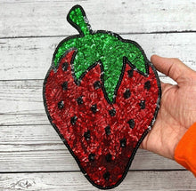 Load image into Gallery viewer, Large Sequin Strawberry Applique Patch
