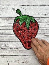 Load image into Gallery viewer, Large Sequin Strawberry Applique Patch
