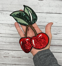 Load image into Gallery viewer, Large Red Cherry Sequin and Embroidered Applique Patch
