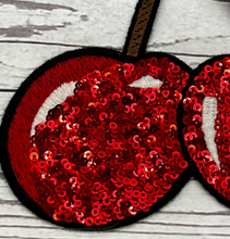 Load image into Gallery viewer, Large Red Cherry Sequin and Embroidered Applique Patch
