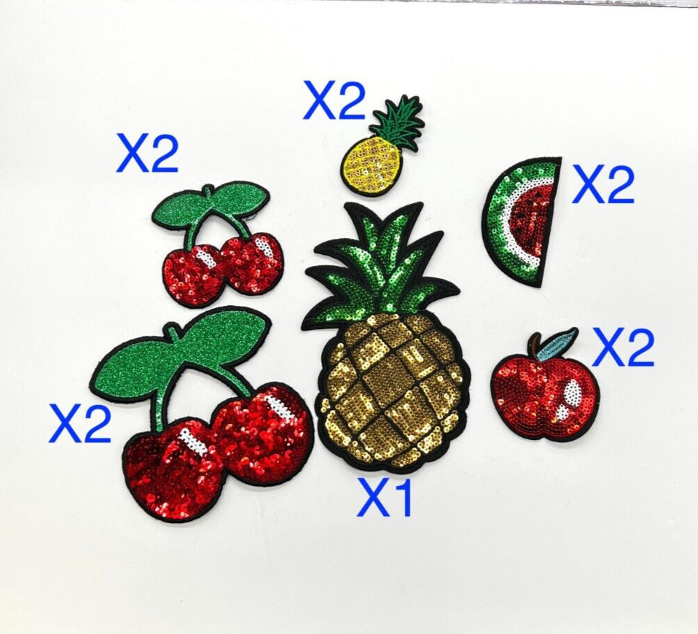 11 Piece set Watermelon, Strawberry, Cherry, Apple, Applique Patches