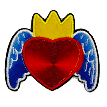 Load image into Gallery viewer, Embroidered  Heart  Crown and Wings Applique Patch
