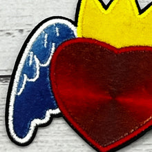 Load image into Gallery viewer, Embroidered  Heart  Crown and Wings Applique Patch
