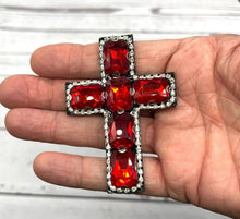 Load image into Gallery viewer, Red Rhinestone Cross  Crystal Embellished Applique
