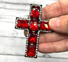 Load image into Gallery viewer, Red Rhinestone Cross  Crystal Embellished Applique
