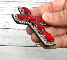 Load image into Gallery viewer, Red Rhinestone Cross  Crystal Embellished Applique

