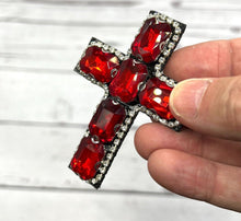 Load image into Gallery viewer, Red Rhinestone Cross  Crystal Embellished Applique
