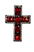 Load image into Gallery viewer, Red Rhinestone Cross  Crystal Embellished Applique
