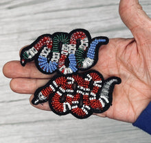 Load image into Gallery viewer, Embroidered and Beaded  Snake Iron on Applique Patch
