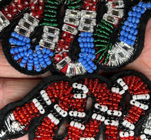 Load image into Gallery viewer, Embroidered and Beaded  Snake Iron on Applique Patch
