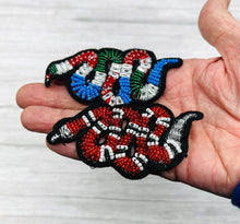 Load image into Gallery viewer, Embroidered and Beaded  Snake Iron on Applique Patch
