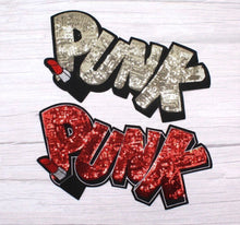 Load image into Gallery viewer, Gold PUNK With Lipstick Sequin Applique Patch
