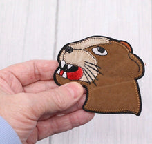 Load image into Gallery viewer, Embroidered Brown Panther Head Applique  Patch
