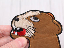 Load image into Gallery viewer, Embroidered Brown Panther Head Applique  Patch
