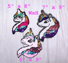 Load image into Gallery viewer, Sequin Brush Reversible  Sequin Unicorn Applique Patch

