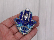 Load image into Gallery viewer, Rhinestone and Beads Hand of Hamas Applique Patch

