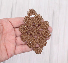 Load image into Gallery viewer, Hand Embroidered Floral Applique Patch With Golden Tube Beads, Metallic Threads &amp; Crystal
