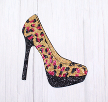 Load image into Gallery viewer, Sequin Shoe Stiletto Applique Patch with Leopard Print
