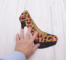 Load image into Gallery viewer, Sequin Shoe Stiletto Applique Patch with Leopard Print
