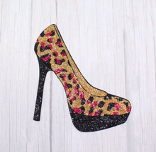 Load image into Gallery viewer, Sequin Shoe Stiletto Applique Patch with Leopard Print

