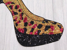 Load image into Gallery viewer, Sequin Shoe Stiletto Applique Patch with Leopard Print
