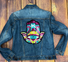Load image into Gallery viewer, Khamsa Hamsa Hand of Fatima Sequin Eye Applique Patch
