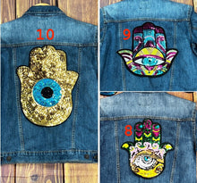 Load image into Gallery viewer, Khamsa Hamsa Hand of Fatima Sequin Eye Applique Patch

